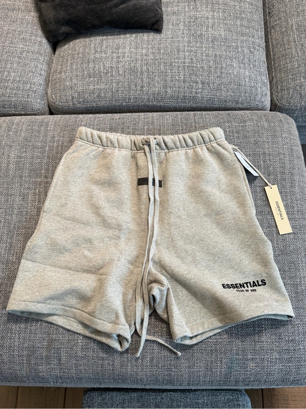 ESSENTIALS Light Grey Men’s Cotton Drawstring Athletic Shorts